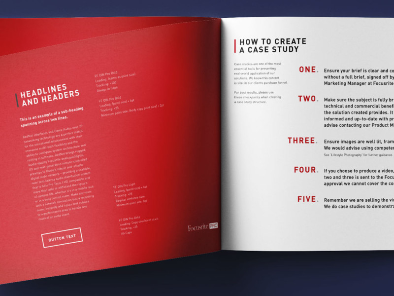 With the majority of Focusrite Pro team lacking any design skills we were very detailed and prescriptive with our guidance.